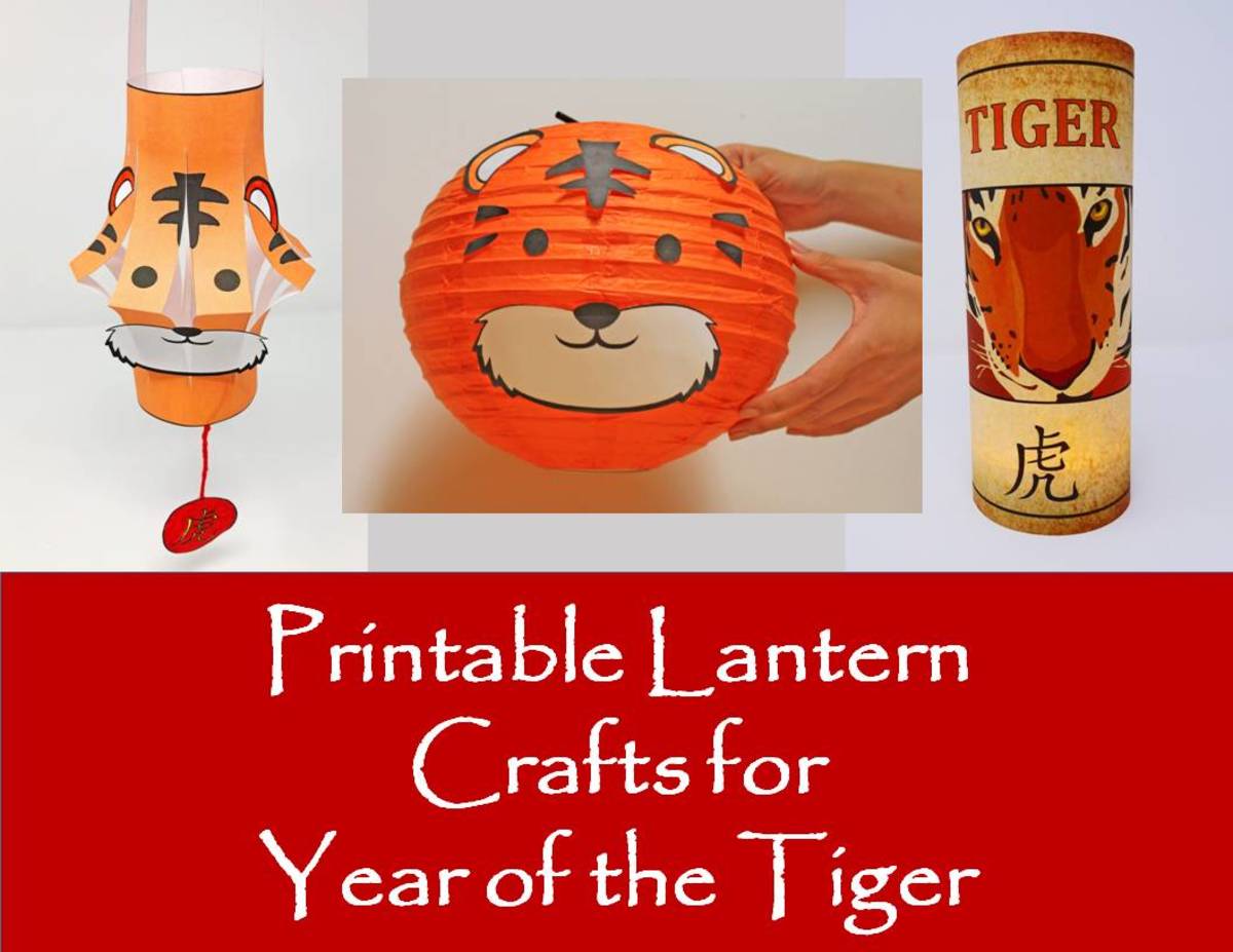 9 Printable Templates for Year of the Tiger Lanterns: Globe and Cylinder Styles