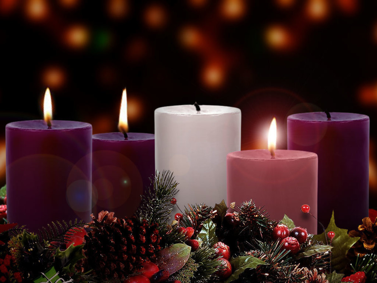 Here is the traditional Advent wreath, featuring purple and rose candles.