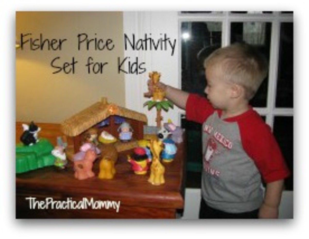 My son and his Fisher Price Nativity Scene set
