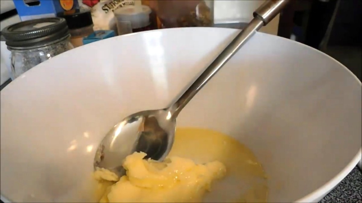Allow the butter to soften at room temperature and smash it up with spoon or fork.