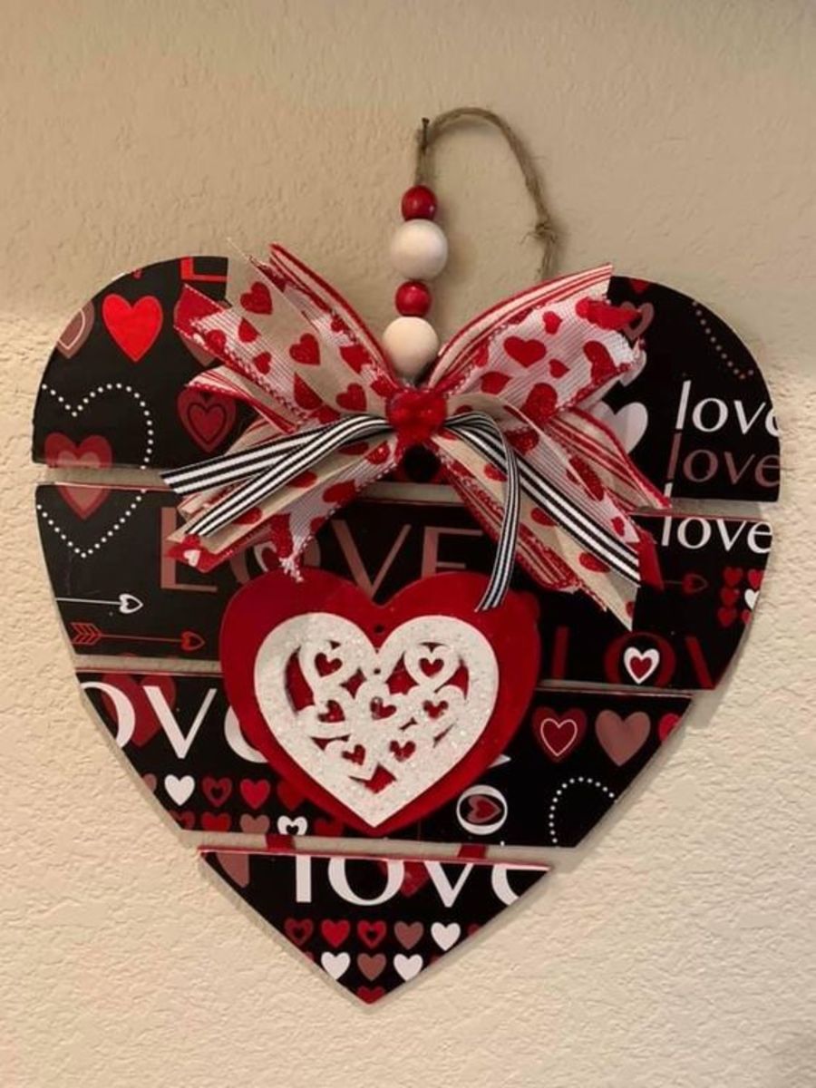 Black, White, and Red Decoupage Heart