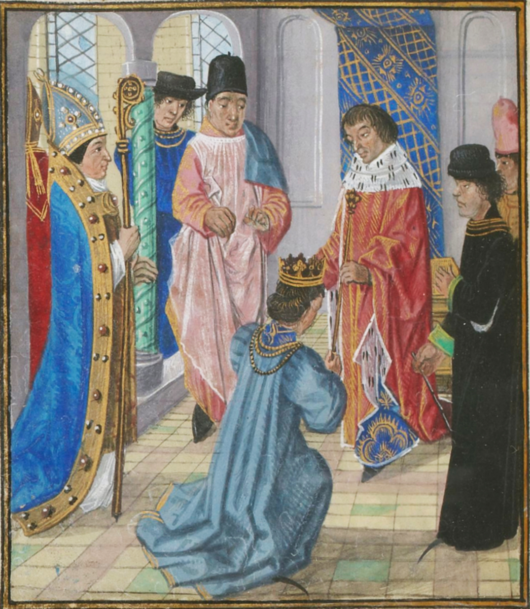Richard II depicted during his abdication in 1399. 