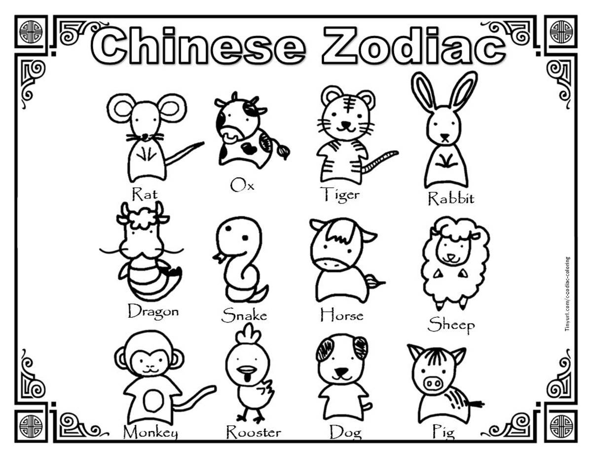 Chinese Zodiac Coloring Sheet - Page 1 