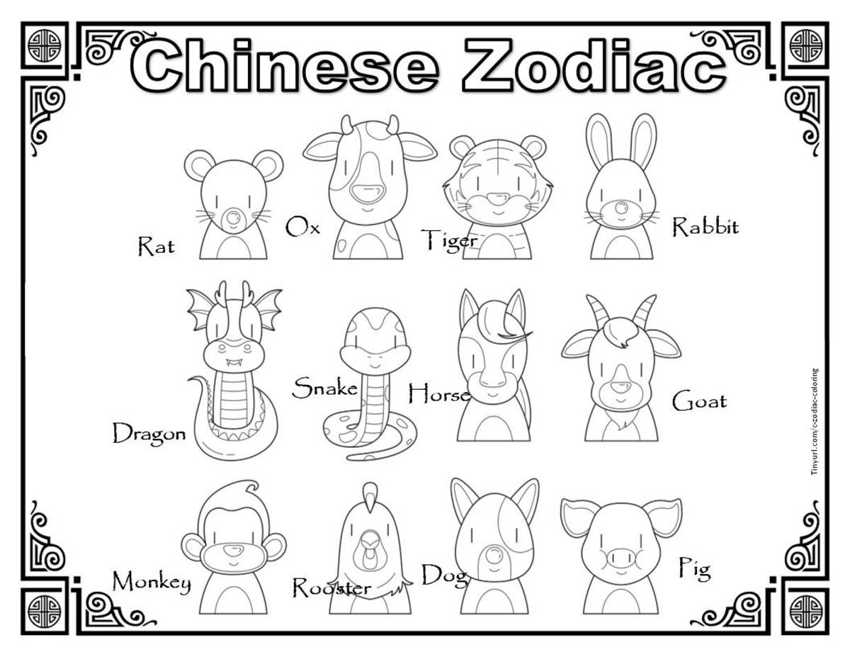 chinese zodiac coloring pages free