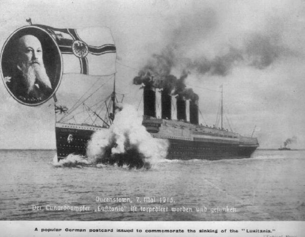 Commemerative German postcard issued to mark the sinking of the Lusitania