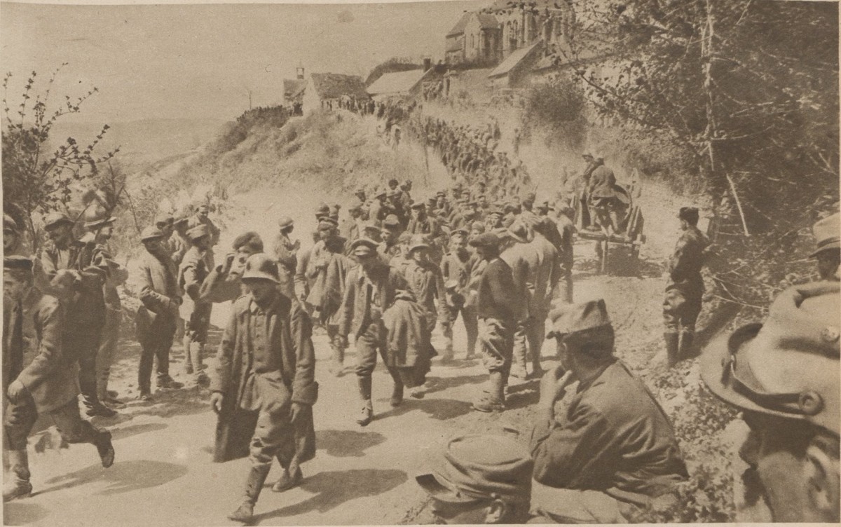 German prisoners being marched to the rear after the Battle of Malmaison, a rather forgotten battle but a highly important French victory in the otherwise grim year of 1917.