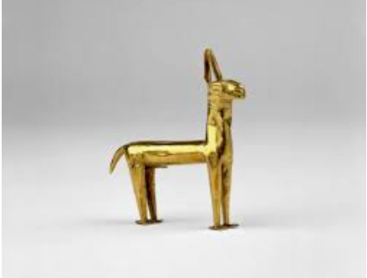 A gold Inca Llama held in the British Museum