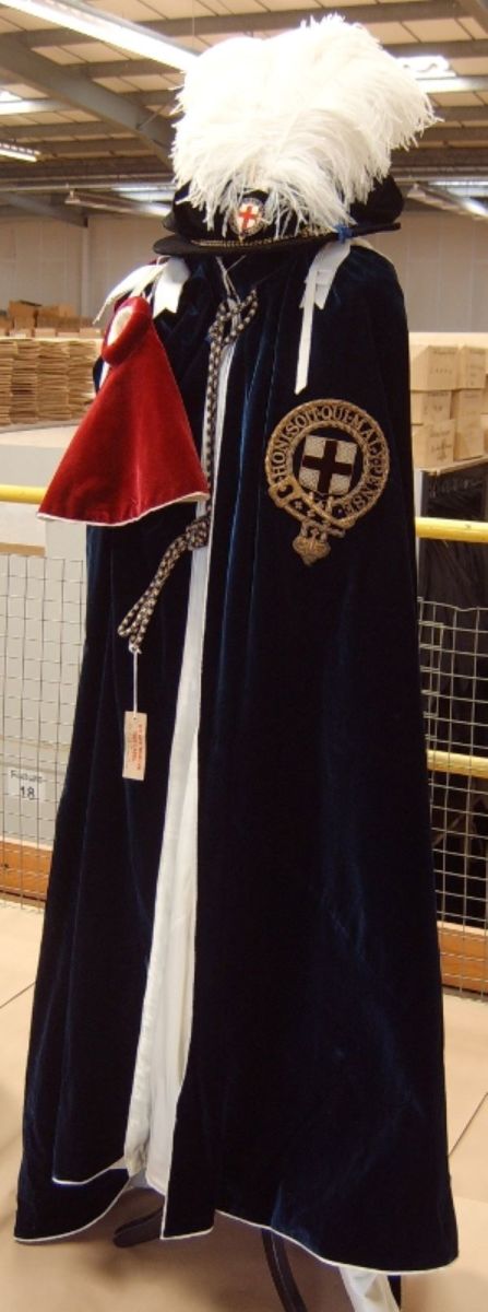 The mantle and cap of a Knight Companion of the Order of the Garter.