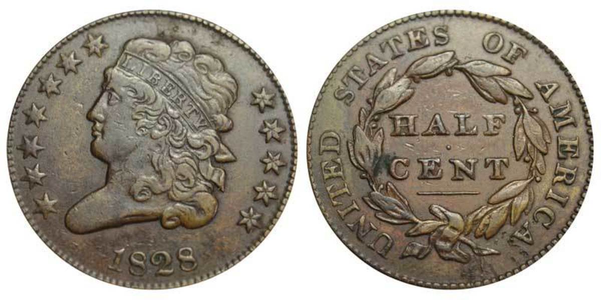 1828 Half Cent with 12 stars on the obverse.