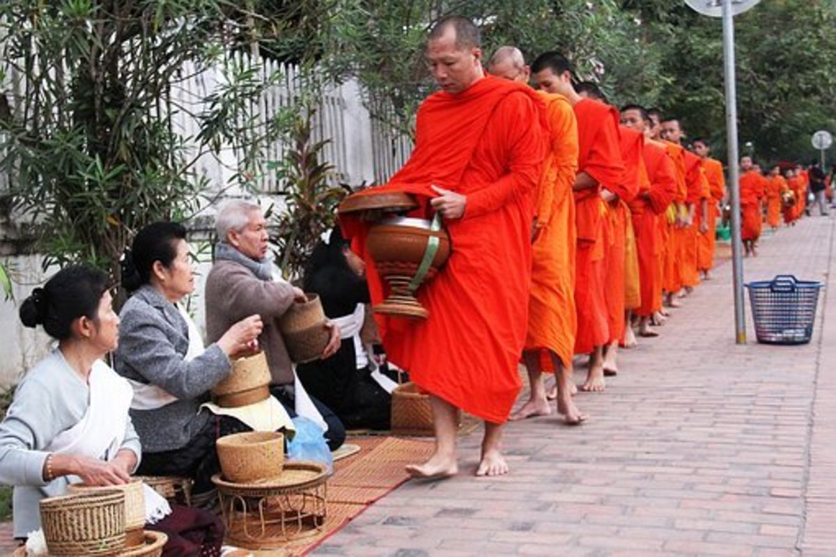 Offering Alms to Monks in Luang Prabang, Laos