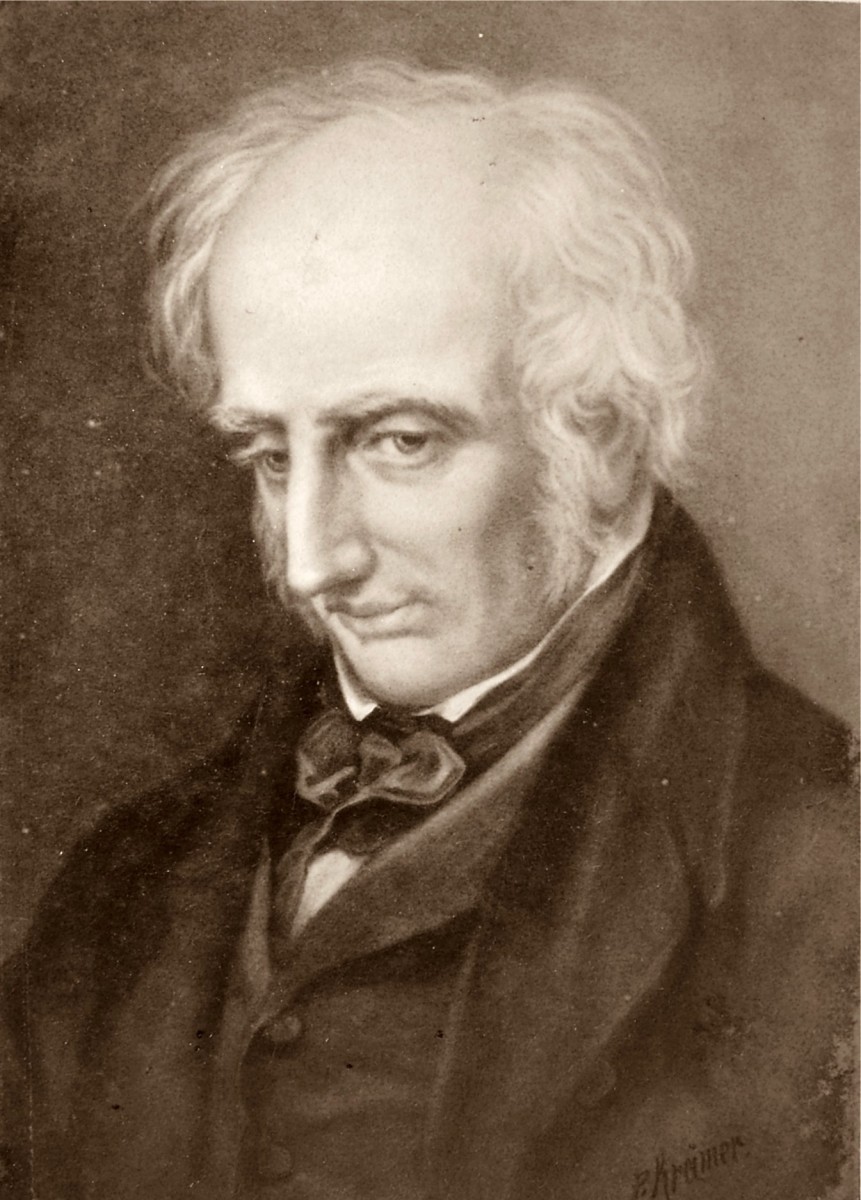 A 19th-century drawing of the English poet William Wordsworth as an aging man.