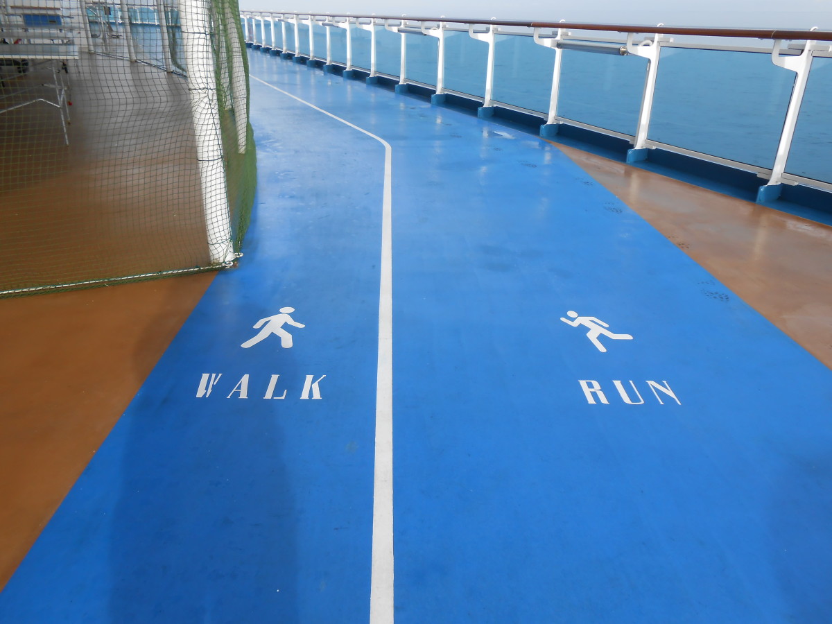 Walking track on the cruise ship the Royal Princess ship.