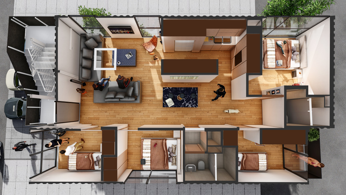 shipping container home floor plan