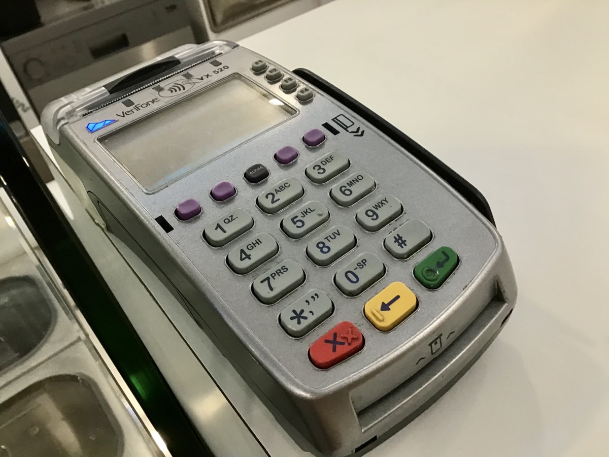 A payment terminal which accepts credit cards