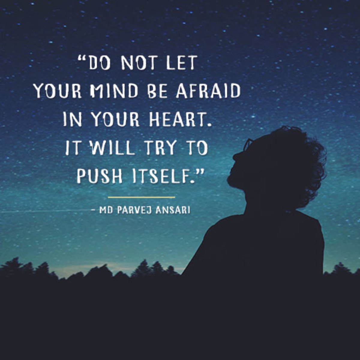 "Do not let your mind be afraid in your heart. It will try to push itself." -  Md Parvej Ansari