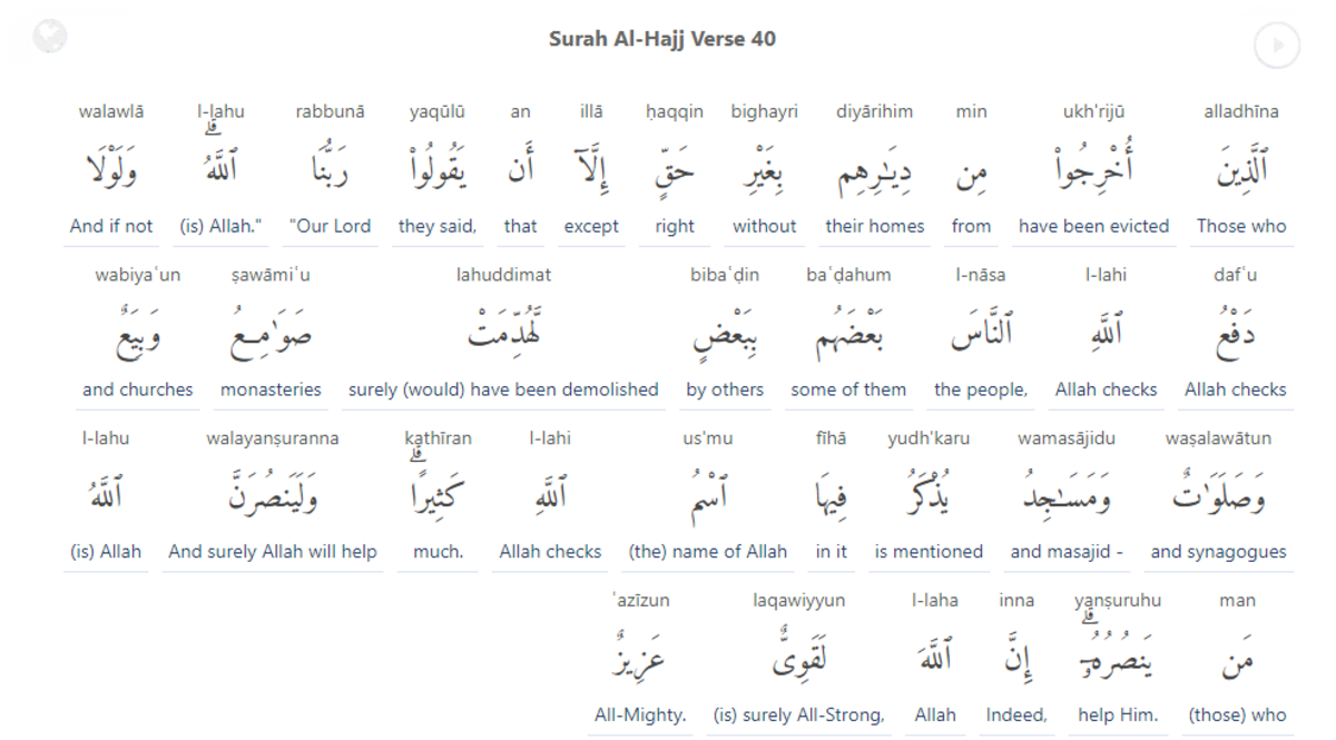 Surah Al-Hajj Verse 40