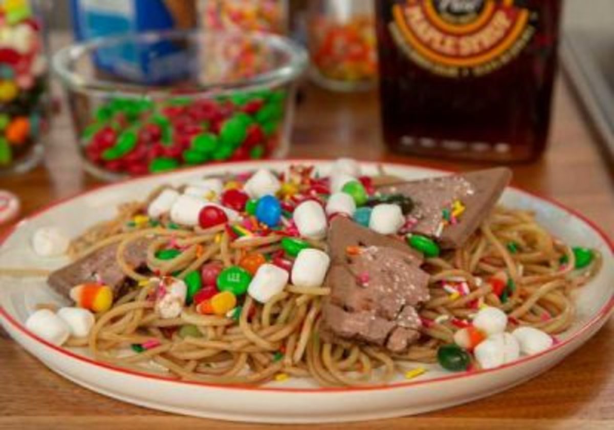 Buddy likes maple syrup and candies and marshmallows on his spaghetti!