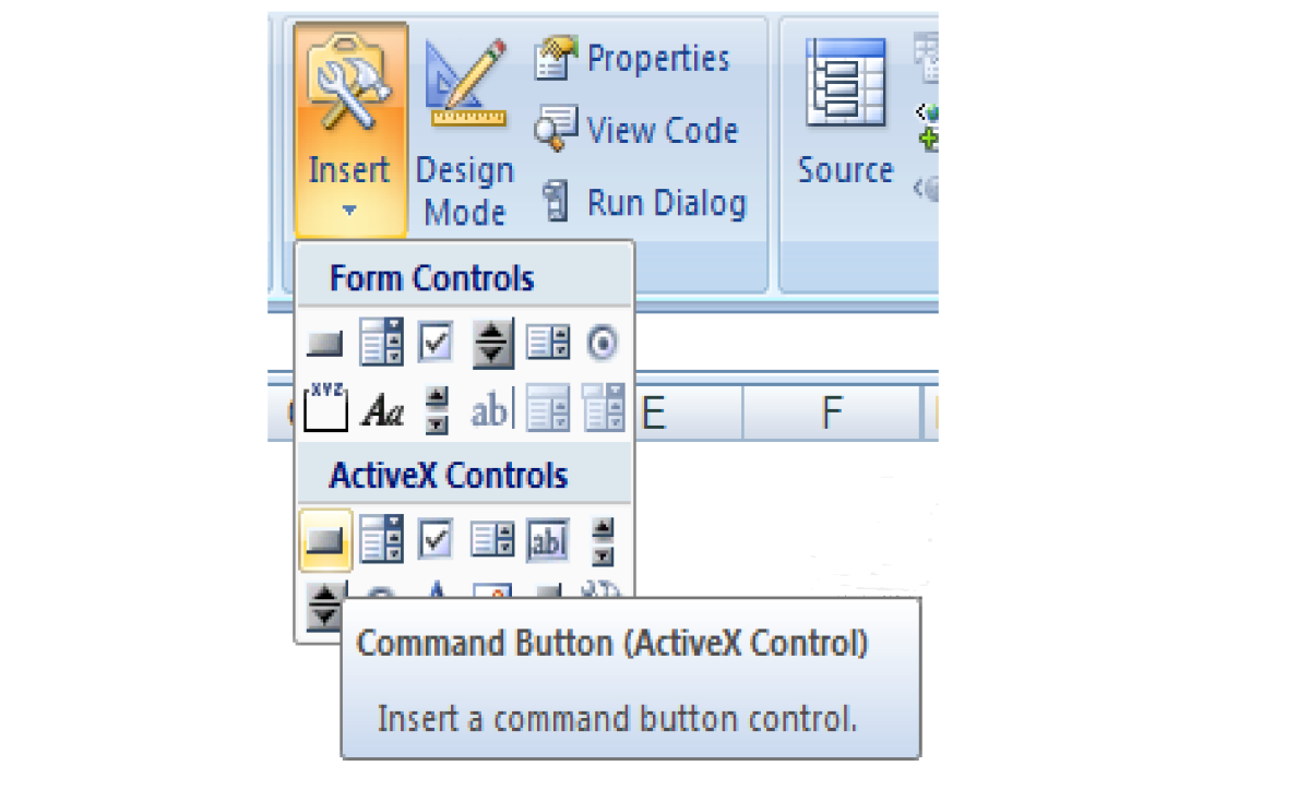 Create a Command Button in Excel 2007