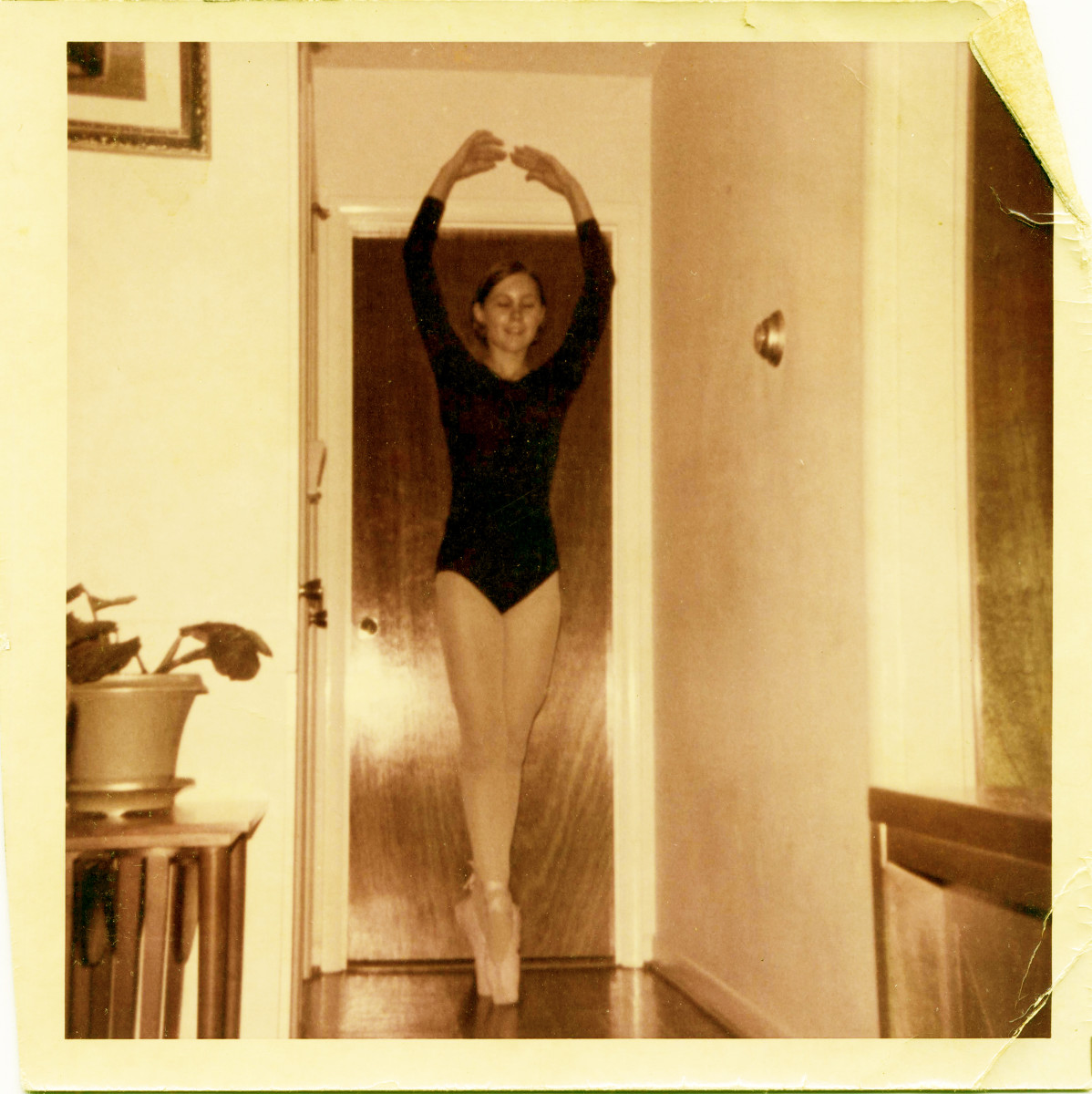 Here I am doing my thing on pointe in the hallway. I'm sure everyone in the family grew weary of my non-stop dancing.