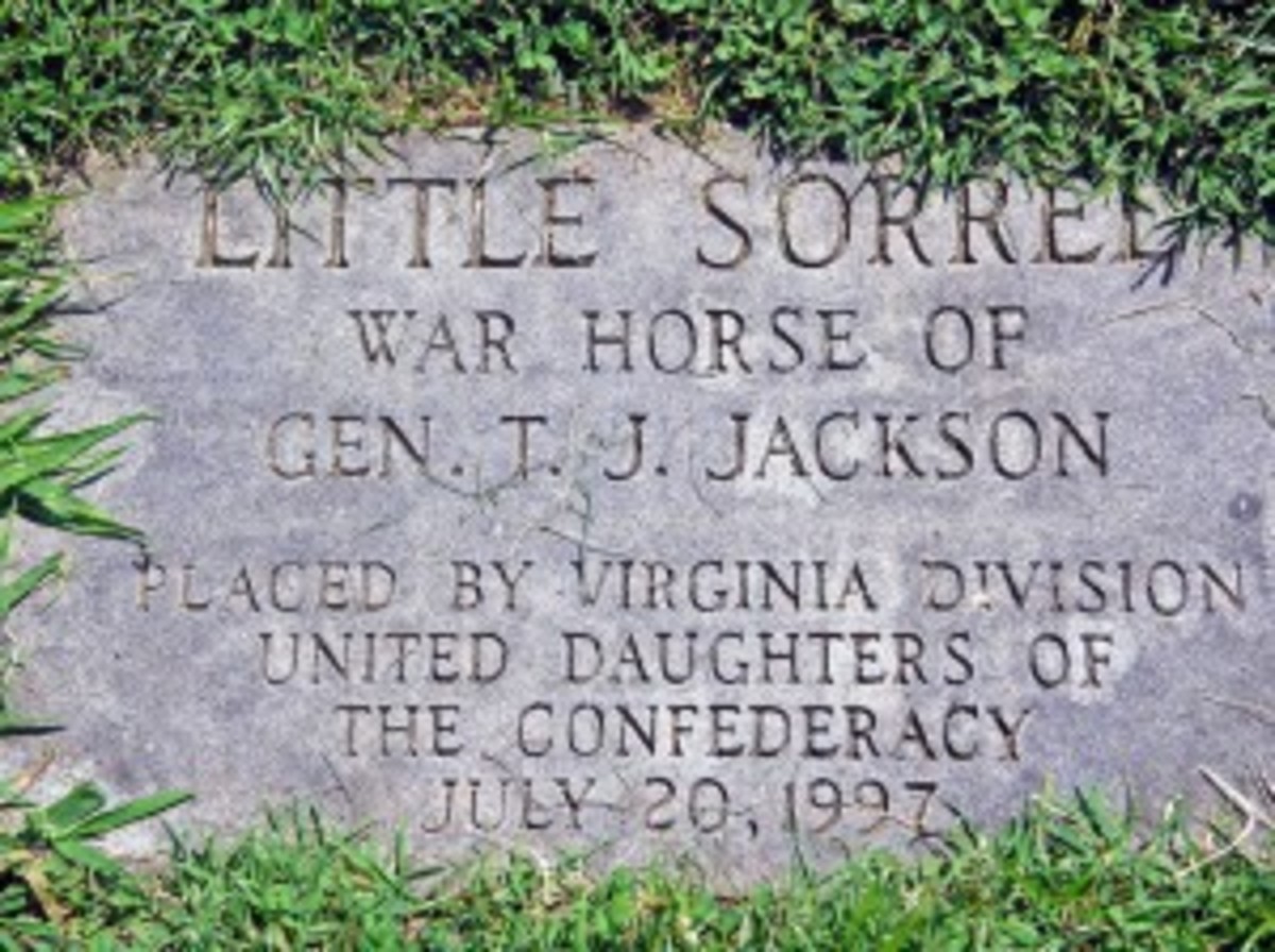 Little Sorrel's skeletal remains were cremated and interred near a statue of General Stonewall Jackson.