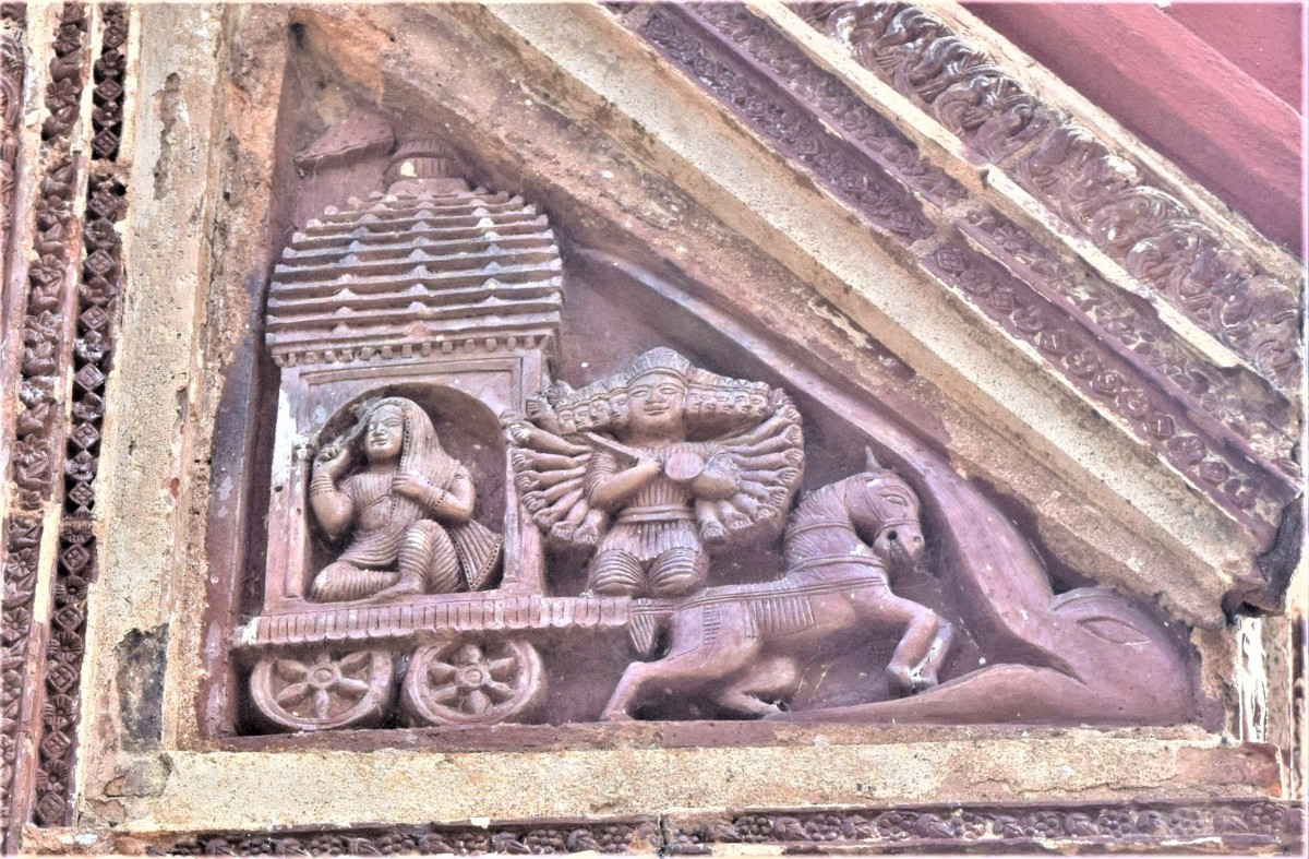 Another picture of Suparsha attacking Ravana's chariot; terracotta