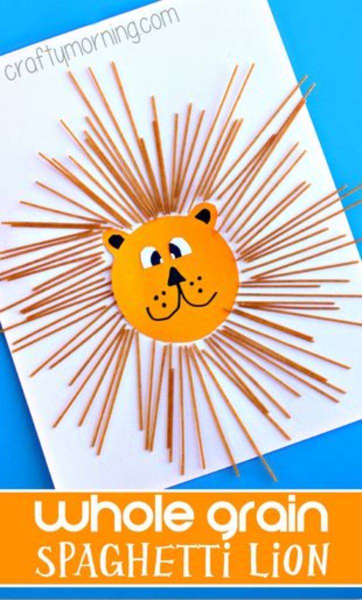 Make a spaghetti lion art project on National Spaghetti Day
