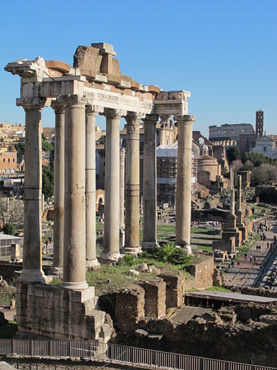The Remains of the Temple of Saturn in the Roman Forum.