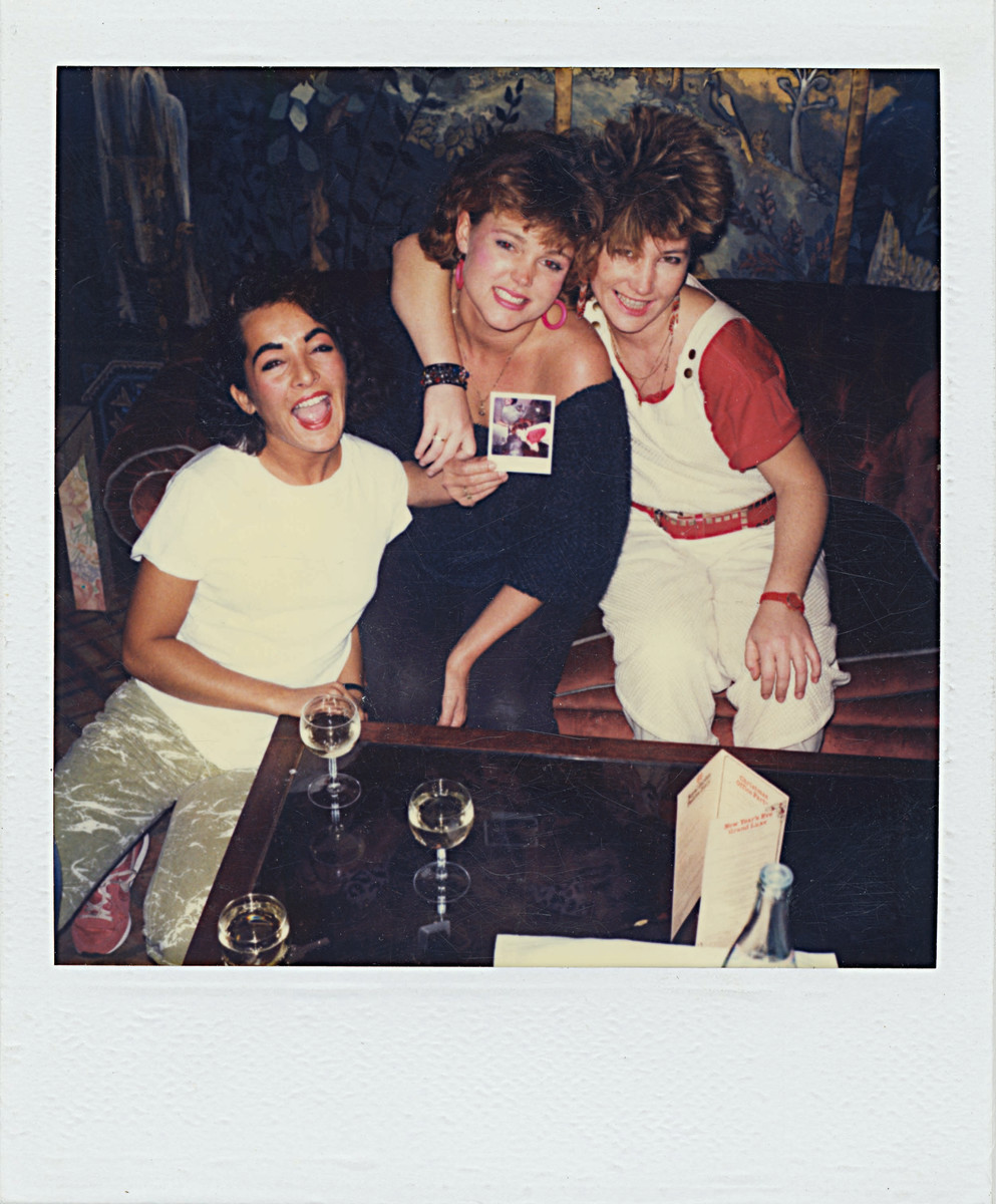 Polaroid photo of Jane Wiedlin, Belinda Carlisle, and Kathy Valentine
