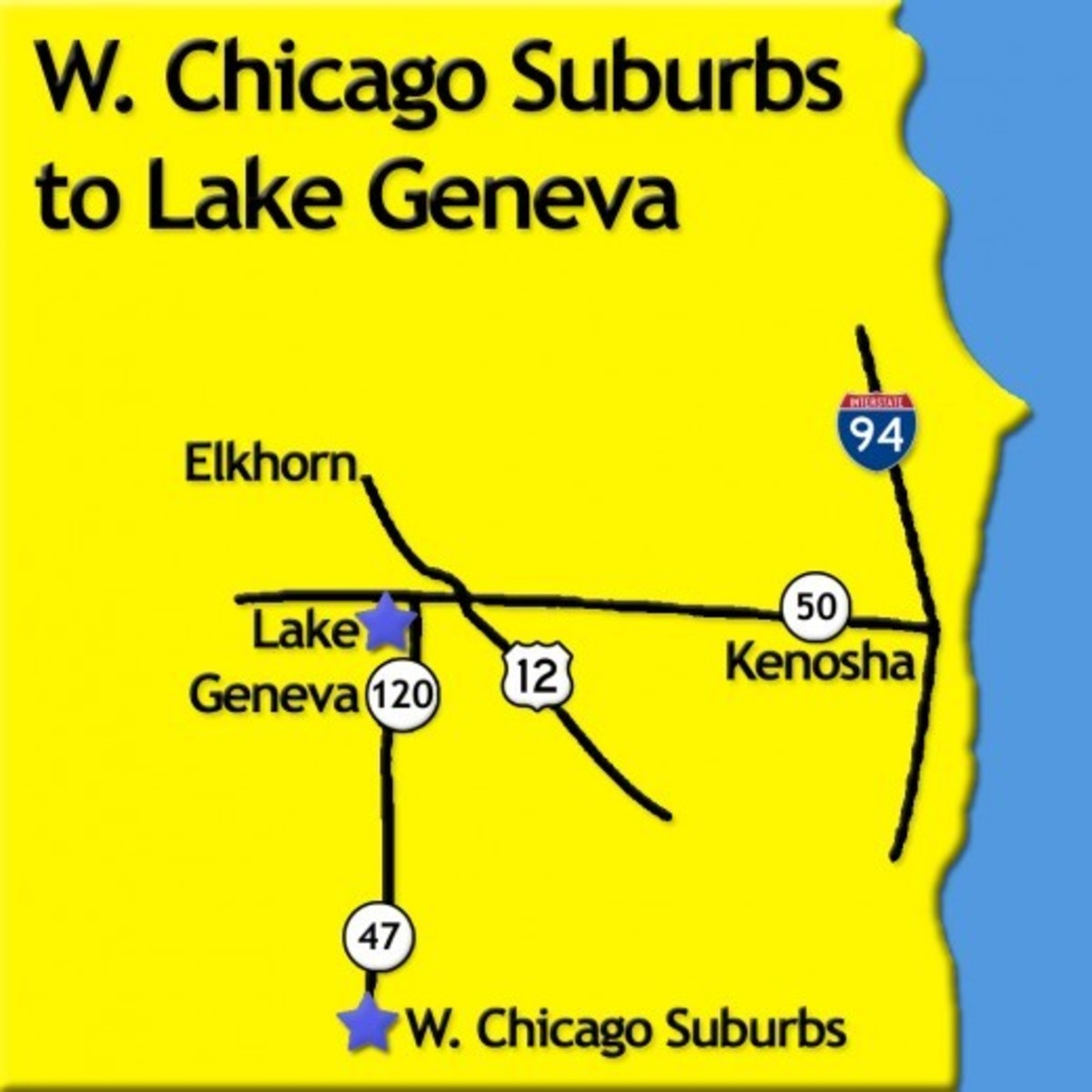 Road Map Chicago to Lake Geneva Wisconsin photo courtesy of GmaGoldie