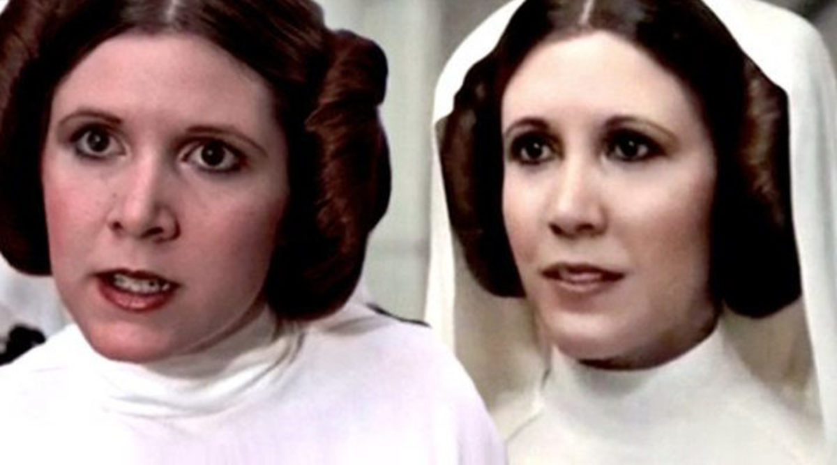 The live Leia (left) and her CG version (right).