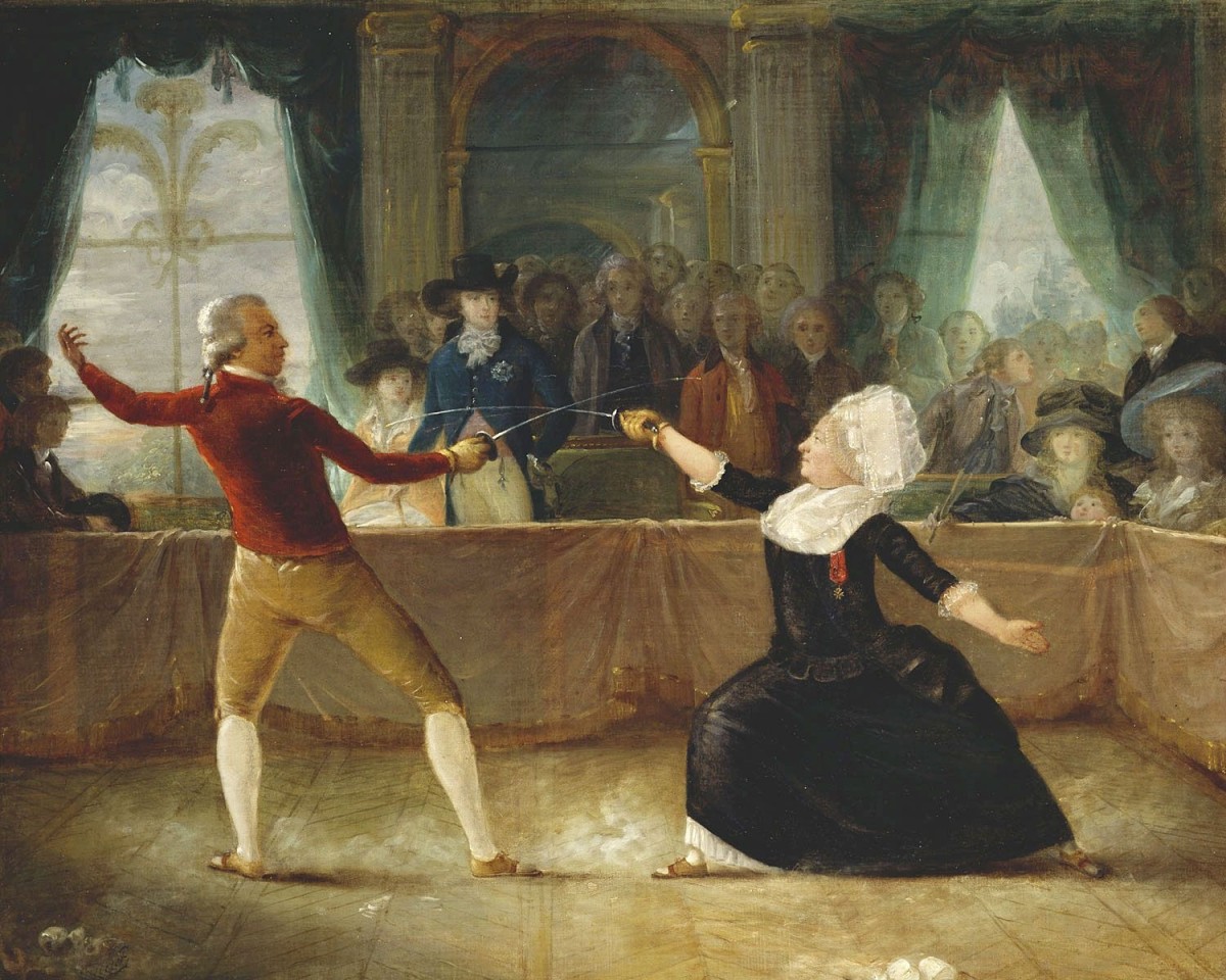 A duel of Saint George with the spy Charles d'Eon de Beaumont