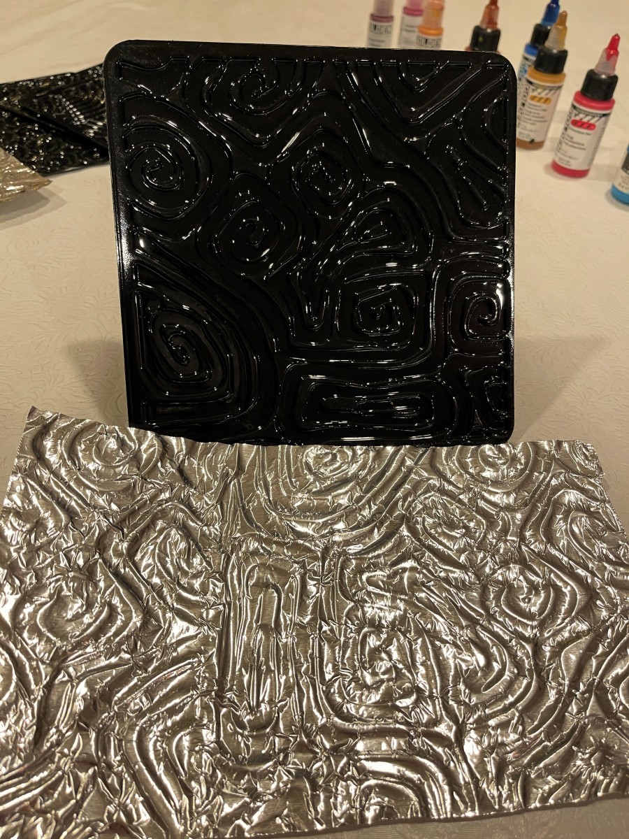 The result after rubbing with my hands on the foil on top of the textured plate.