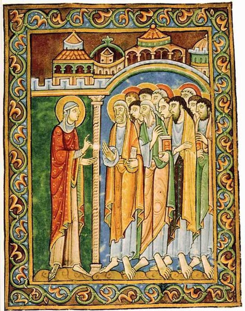 Mary Magdalen announcing the resurrection to the apostles.