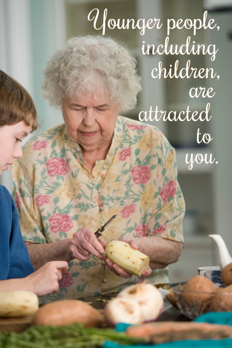 Attracting younger people by kindness is a sign of graceful and wise aging.