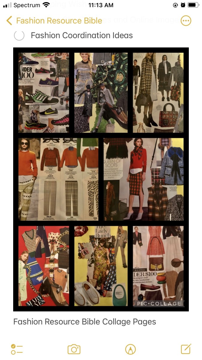 Collage pages from my Fashion Resource Bible