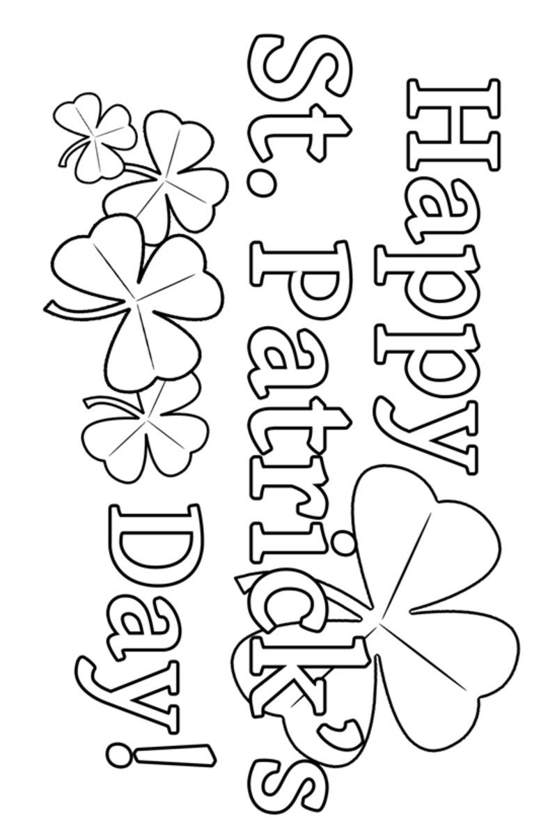 Happy St. Patrick's Day With Shamrocks Coloring Page