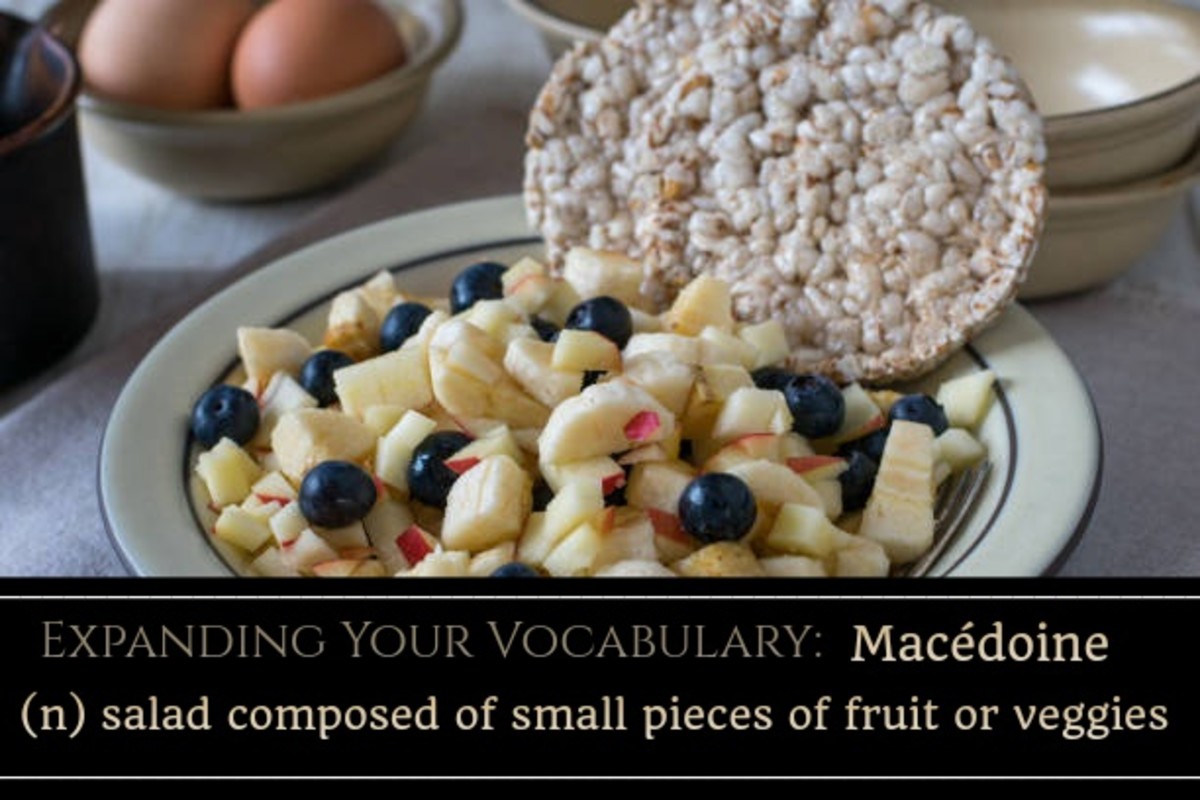 Macédoine: a salad of diced fruits and/or vegetables.