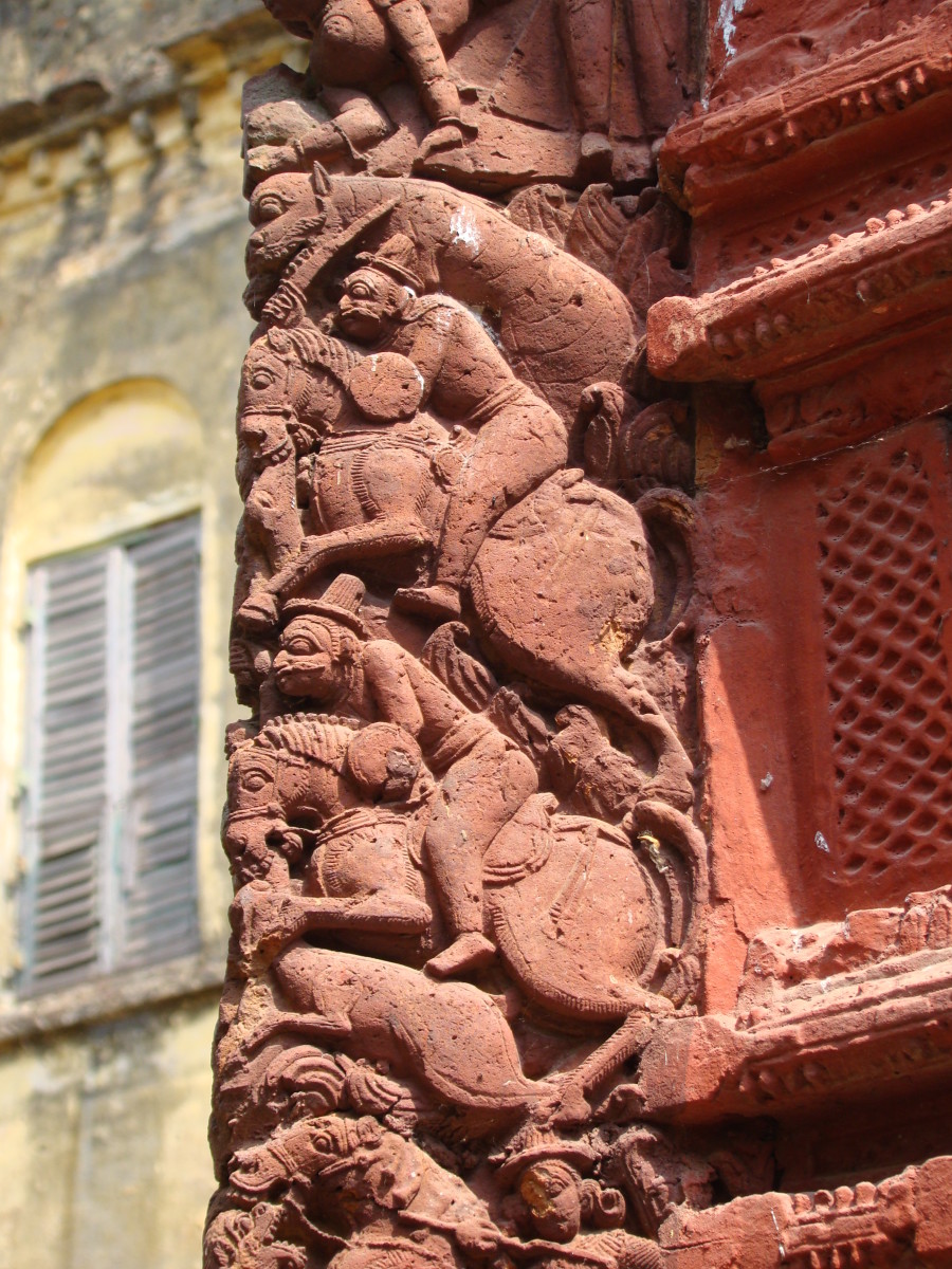 "Mrityulata" or "Barsha" panel in terracotta; Gopinath temple, Dasghara, district Hooghly, West Bengal