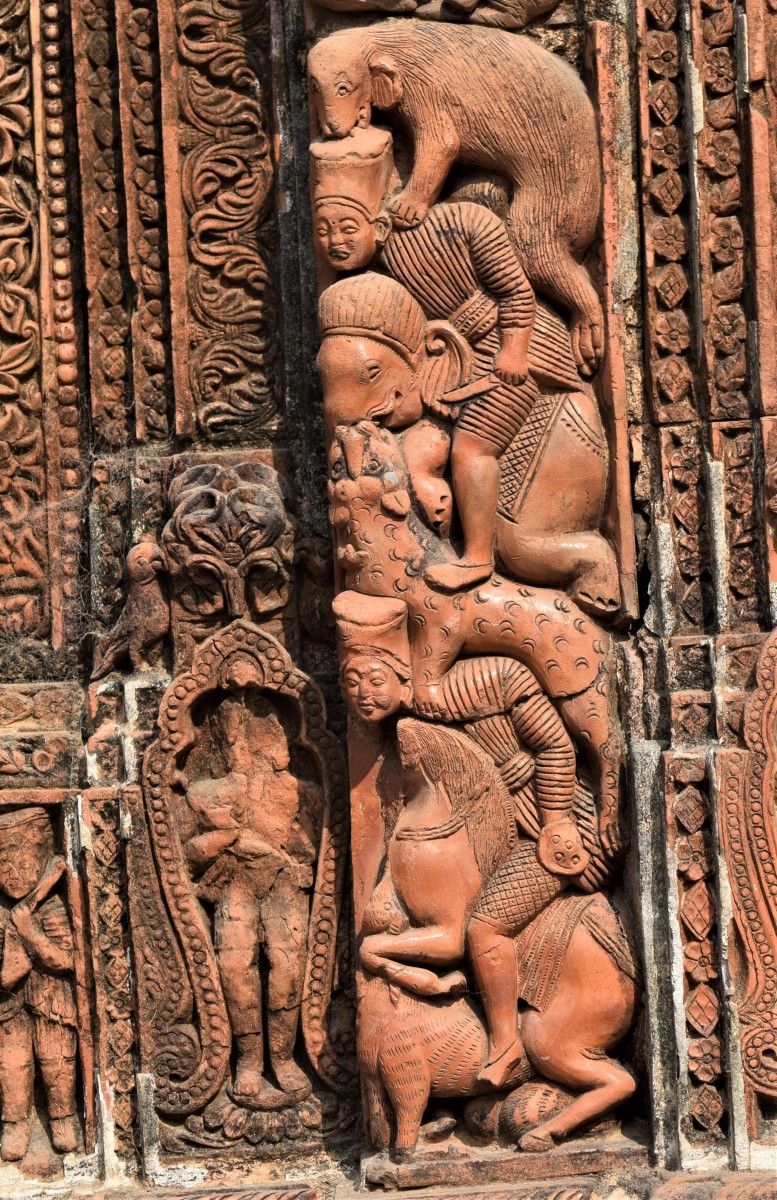 A typical "Mrityulata" panel in terracotta; Shiva temple, Sribati village, Bardhaman (East) district