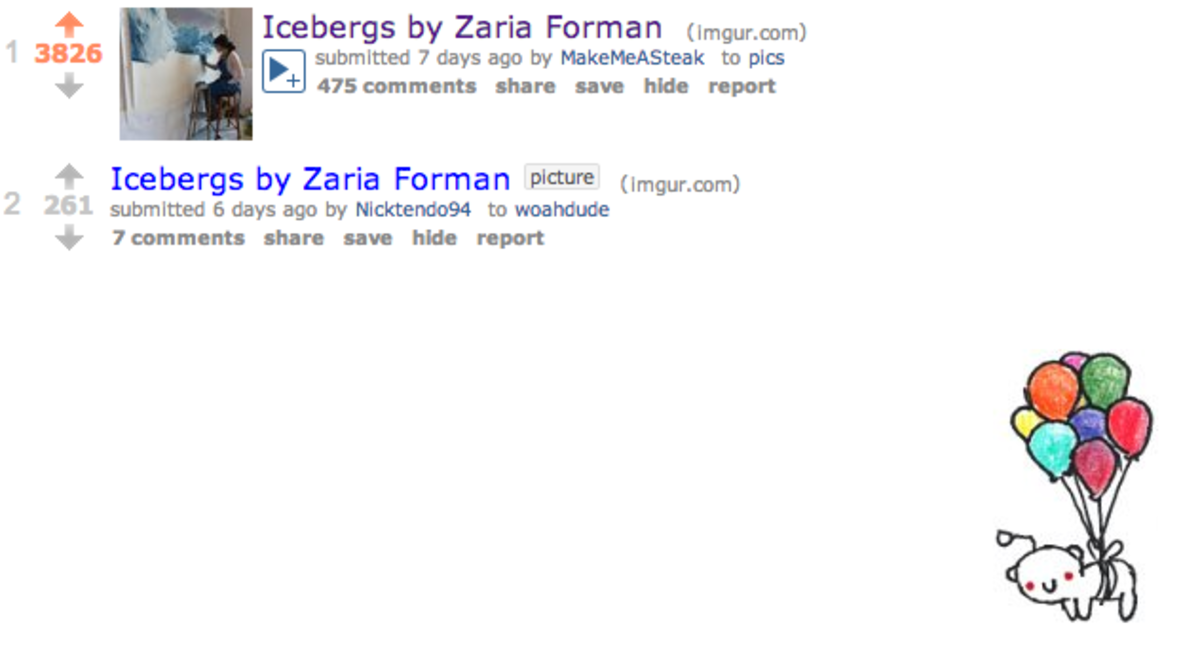 'Icebergs by Zaria Forman' as seen on Reddit.