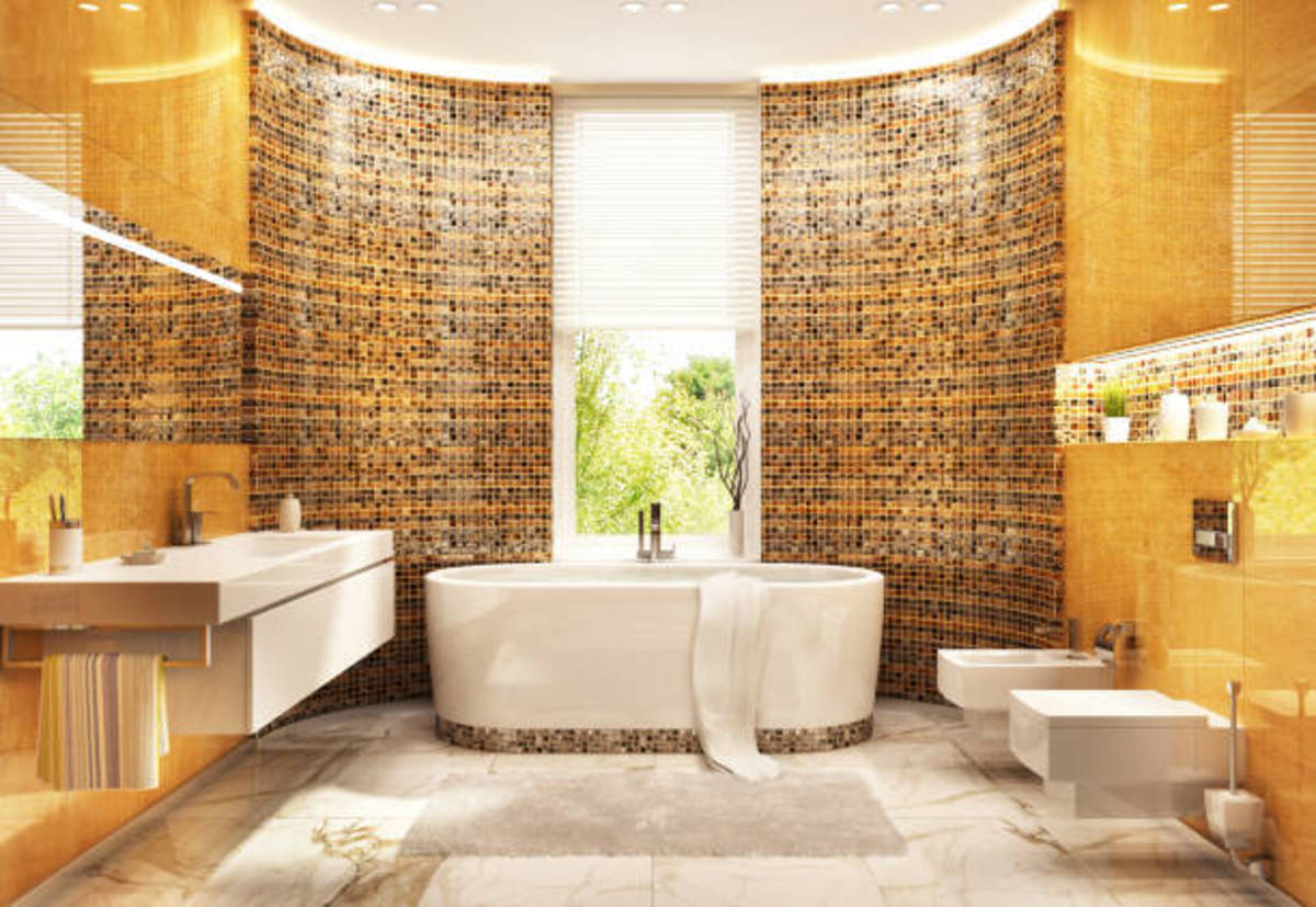 The Gryffindor bathroom should be spacious, colorful, and happy. It should be a place where you can recharge and pamper yourself. Only a Gryffindor would have a golden bathroom.