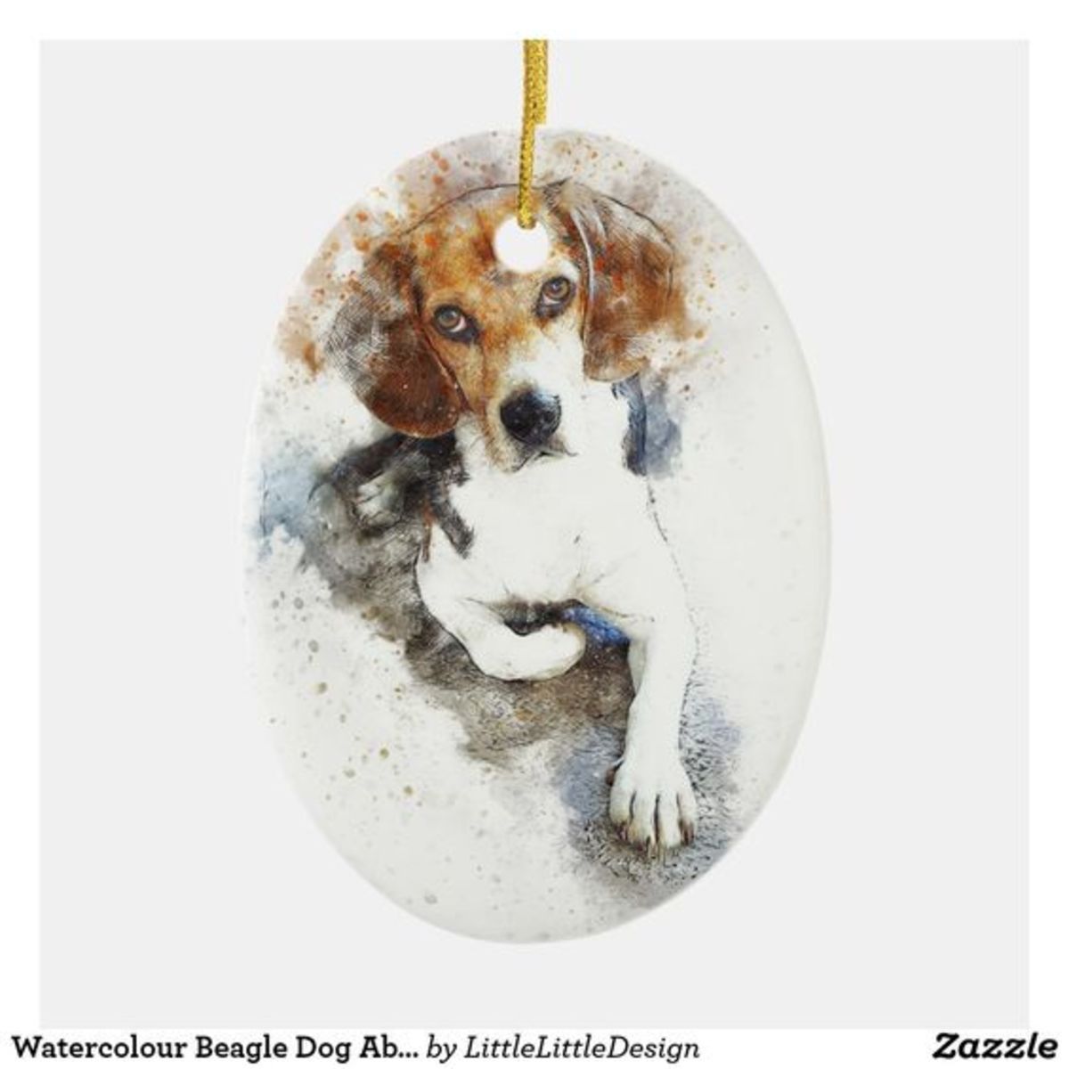 This is a beautiful beagle ornament done in watercolors and it looks like our Lady Luna Lovegood.
