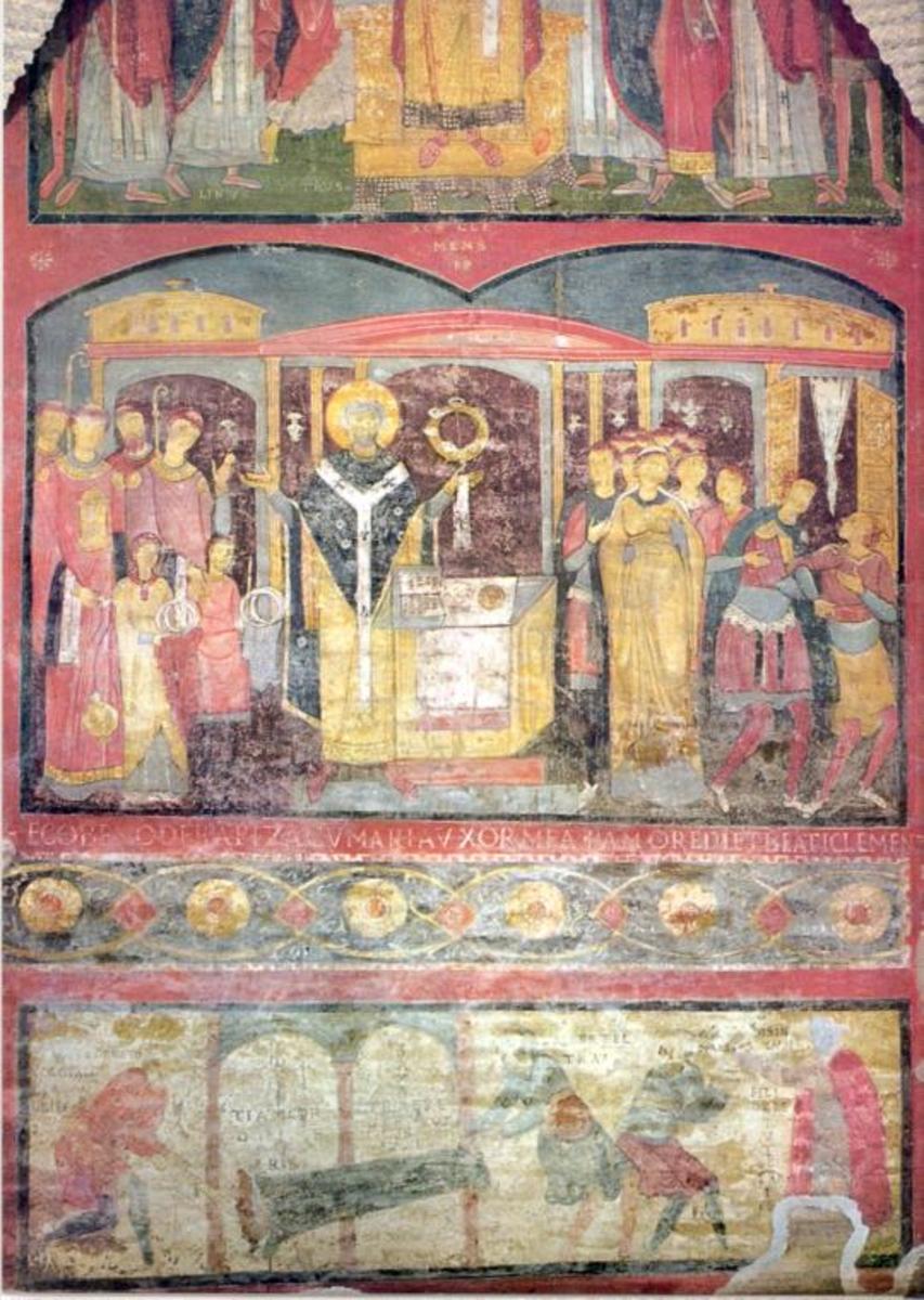 Fresco from the 4th-century basilica which depicts the life and miracles of Saint Clement