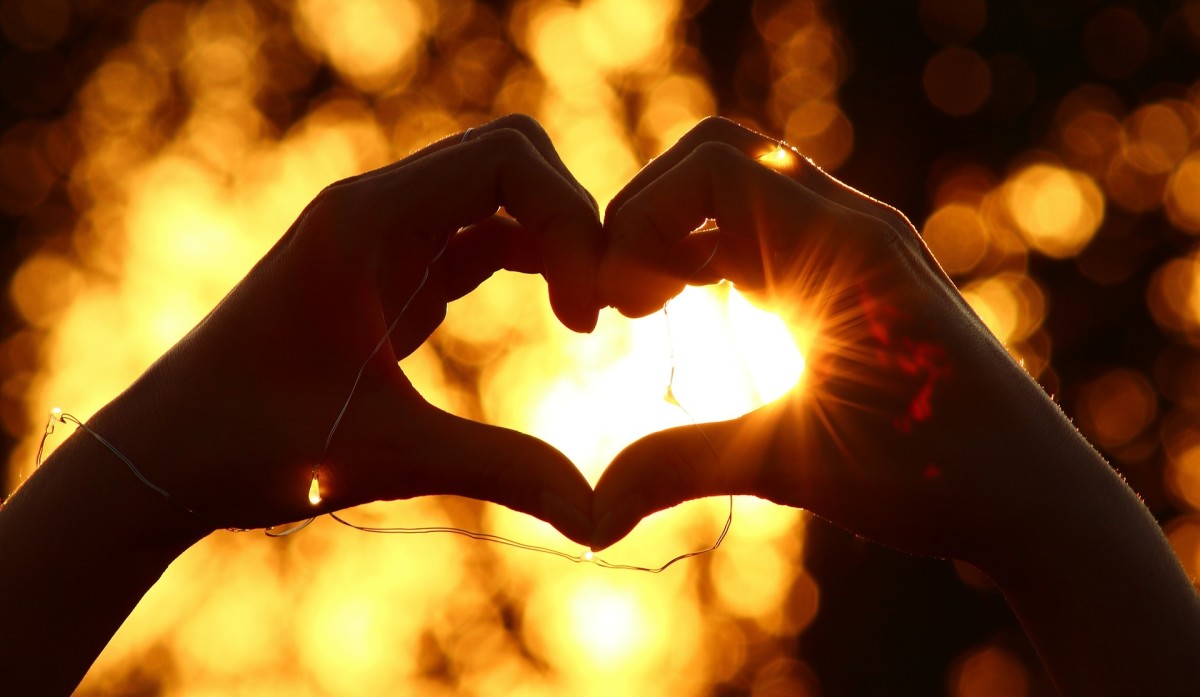 Self-Love Sunset Hands Silhouette Heart