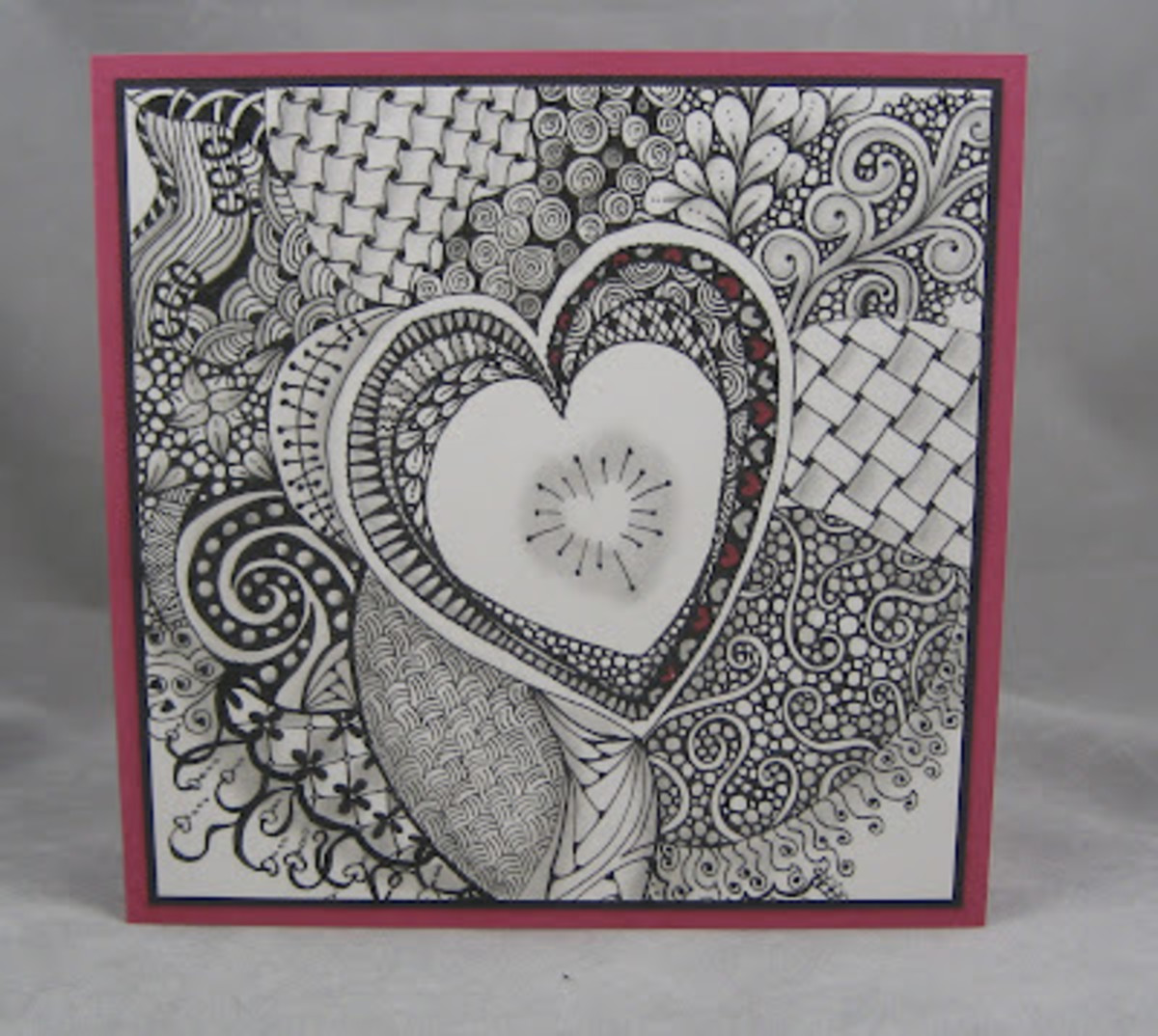 Leave it plain or add some color. This zentangle card is sure to please.