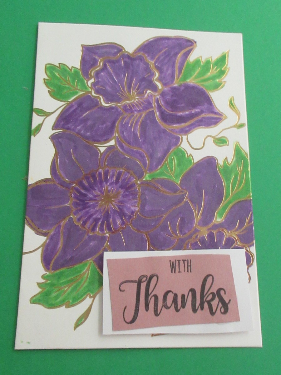 Some coloring books have lovely pages that easily can be converted into custom greeting cards
