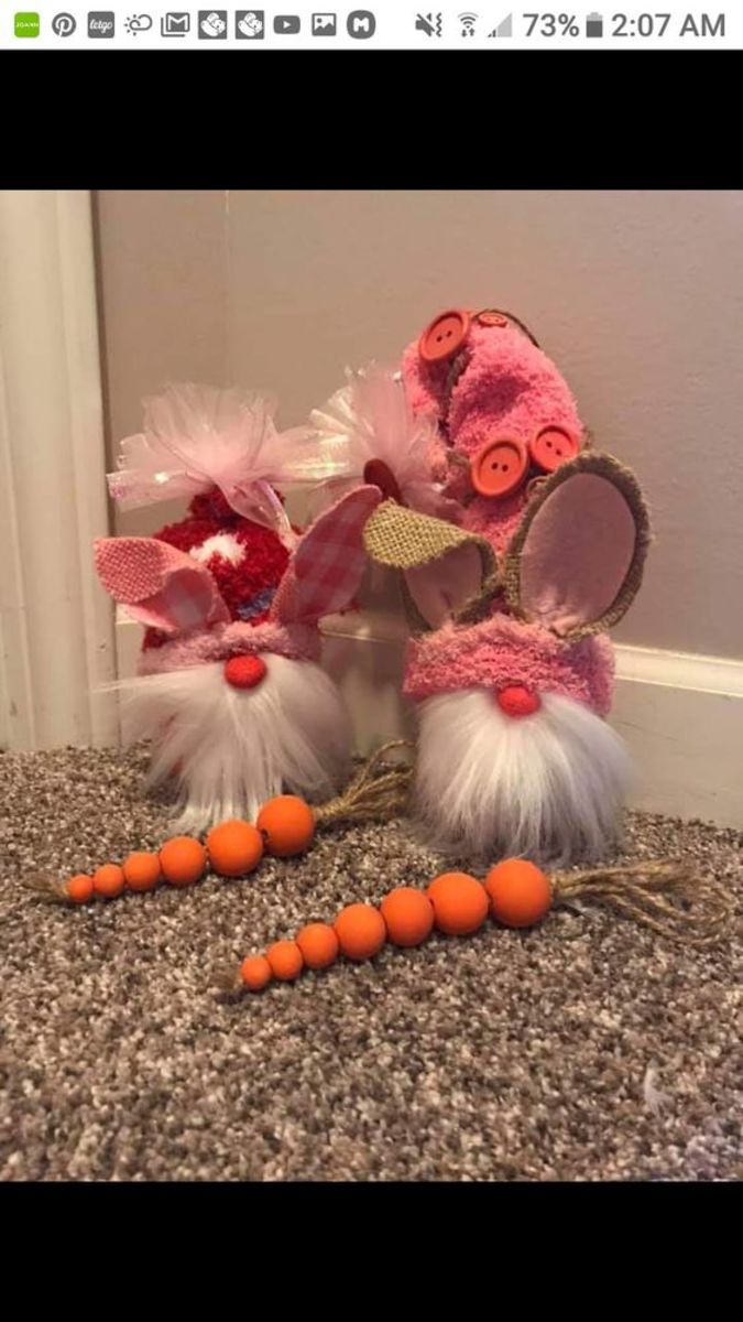 Bunny Gnomes With Bead Carrots