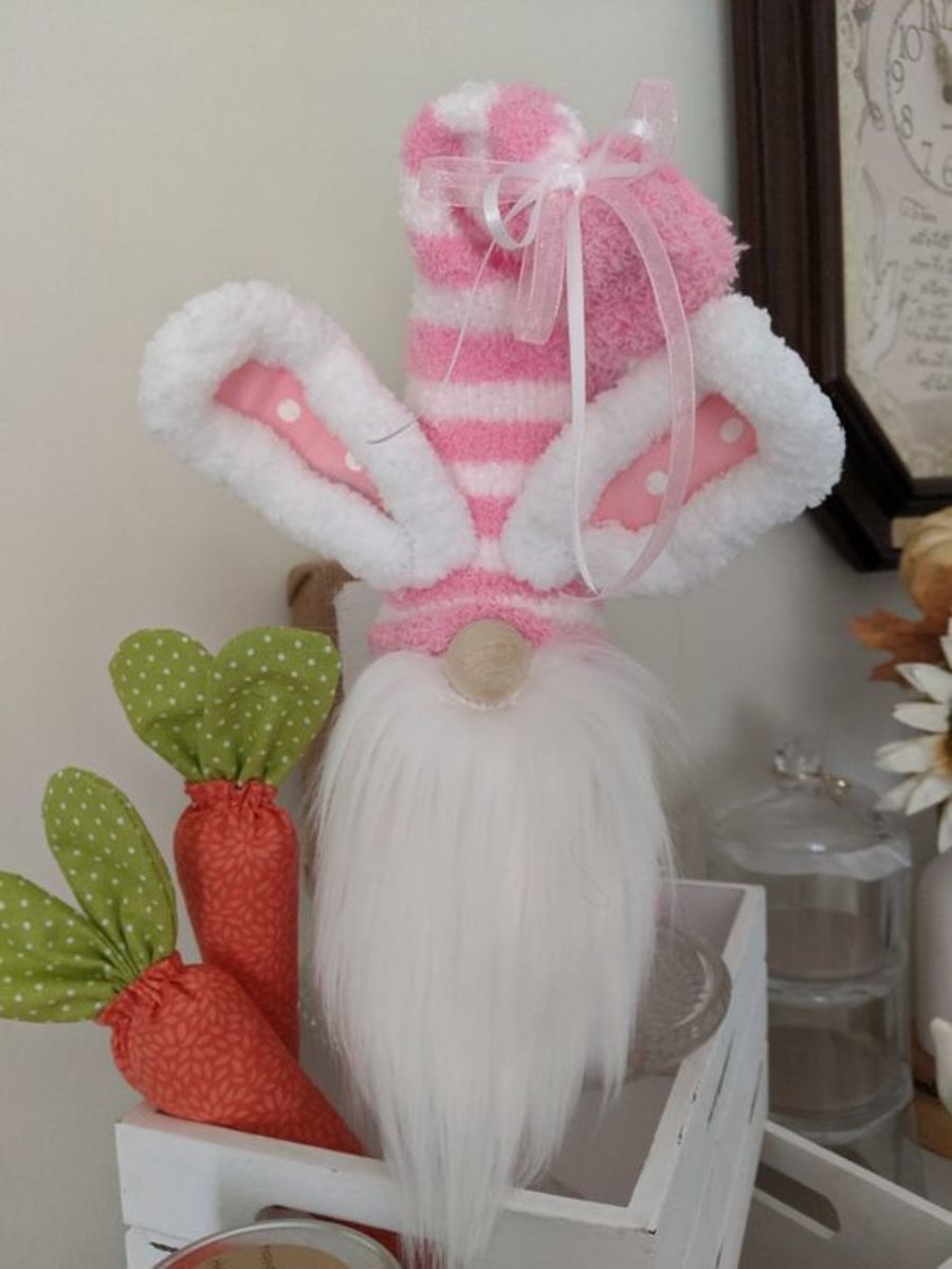 Pink and White Chenille Gnome
