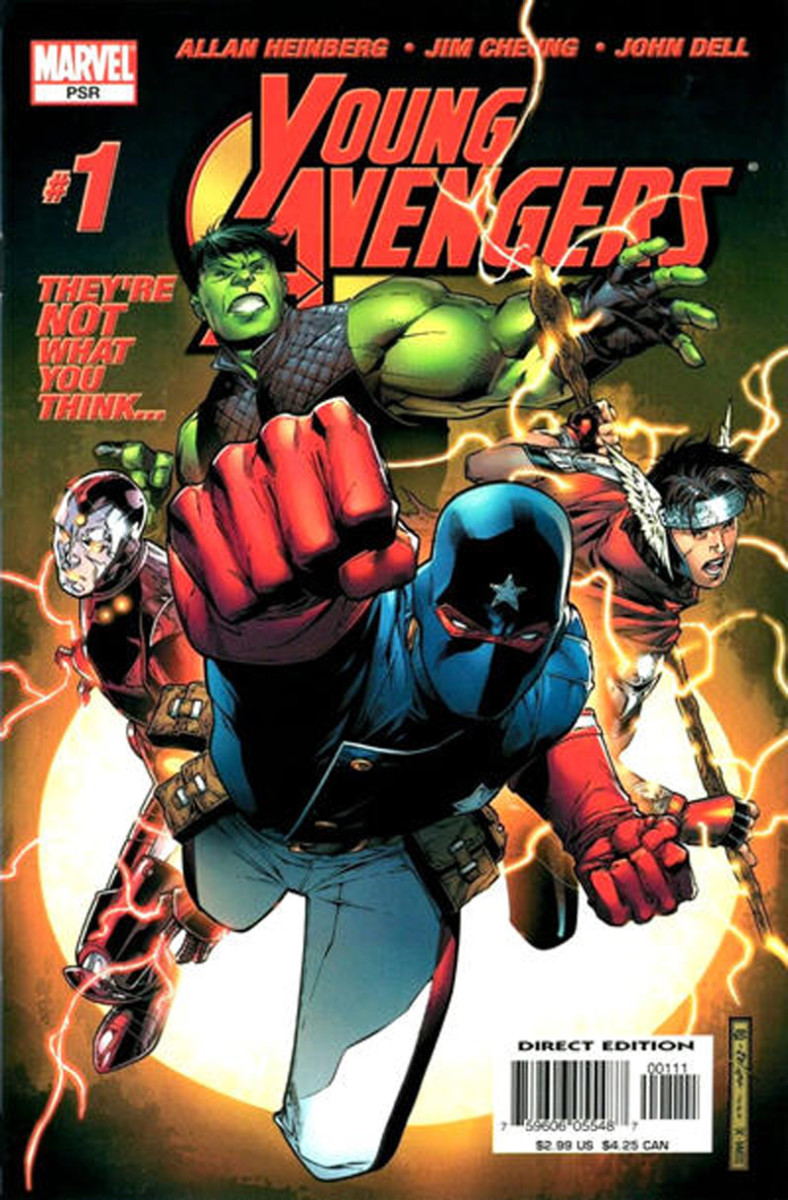 Young Avengers #1 cover by Jim Cheung and Justin Ponsor. Cover date April, 2005.