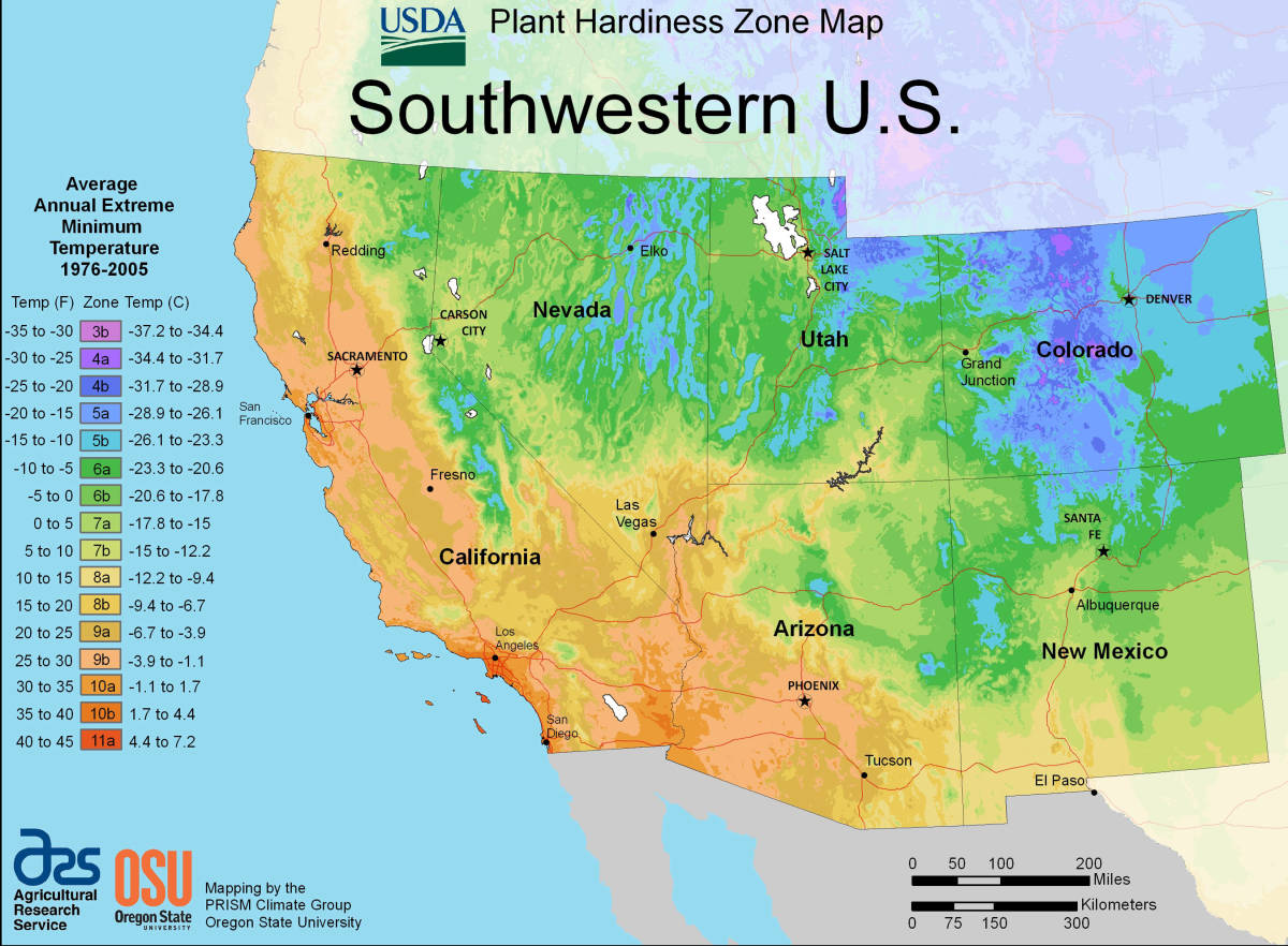 Hardiness Zones, Southwestern US